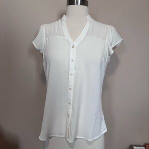 Express White Button Down Women's Shirt